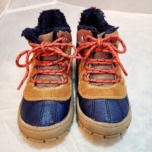 Wonder Nation Blue Brown Orange Fuzzy Winter Duck Boots Hiking Boy's Toddler 9
